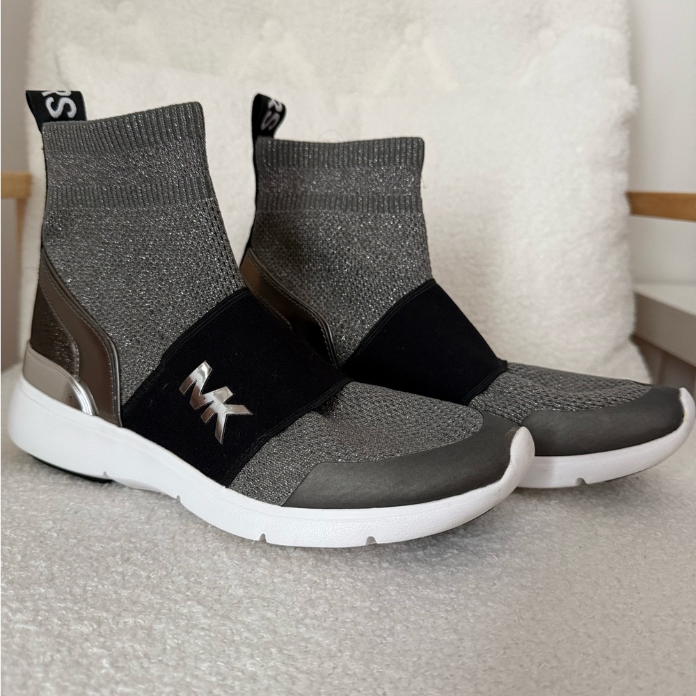 Michael Kors Metallic Gray and Black Sneakers